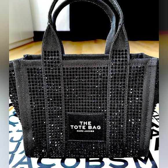 Marc Jacobs Black Crystal Canvas Small Tote Bag - NWOT - - Picture 2 of 12